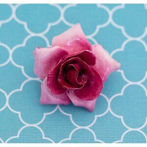 Vintage Bright Pink Rose Brooch by English Bone China - R14